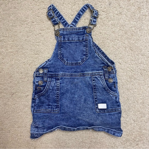 7 For All Mankind Baby Infant Denim Jean Overall Dress Size 12 Months - Picture 1 of 5